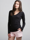 Long Sleeve V Neck (Black)