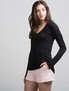Long Sleeve V Neck (Black)