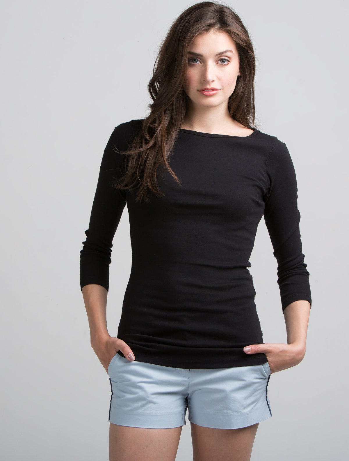 3/4 Sleeve Wide Scoop (Black)